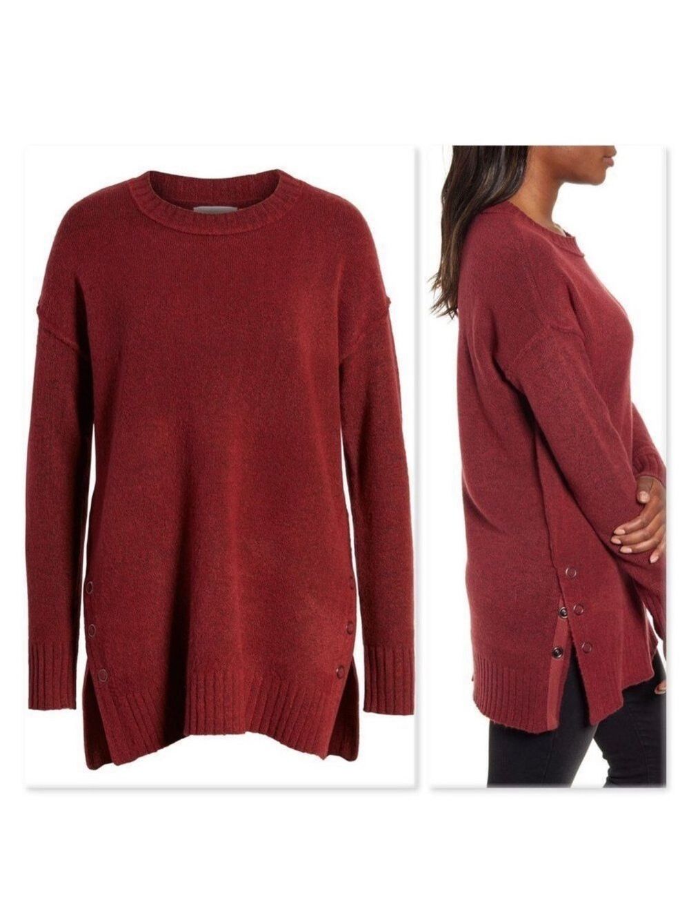 Caslon Burgundy Tunic Sweater Size Small